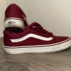 Vans Old Skool Low-Top Sneakers in Burgundy and White